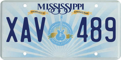 MS license plate XAV489