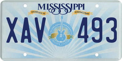 MS license plate XAV493