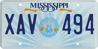 MS license plate XAV494