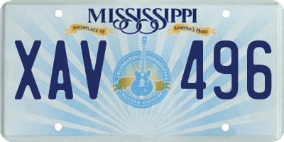 MS license plate XAV496