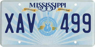 MS license plate XAV499