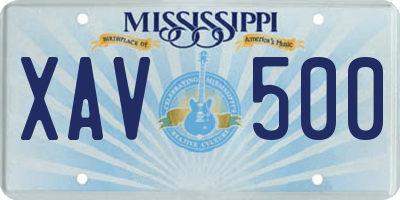 MS license plate XAV500