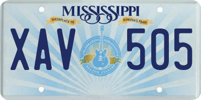 MS license plate XAV505