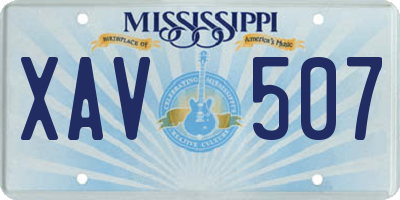 MS license plate XAV507