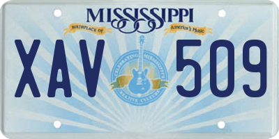 MS license plate XAV509