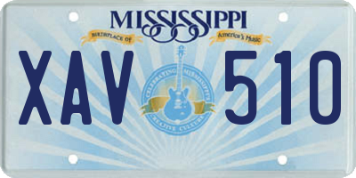 MS license plate XAV510