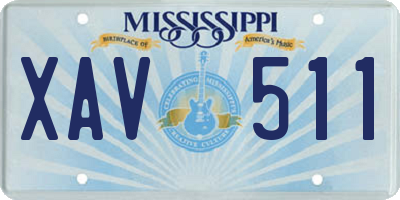 MS license plate XAV511