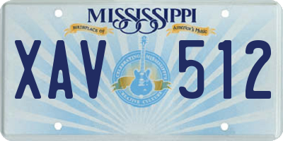 MS license plate XAV512