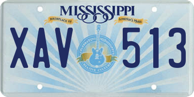 MS license plate XAV513