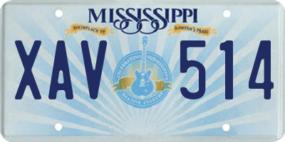 MS license plate XAV514