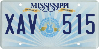 MS license plate XAV515