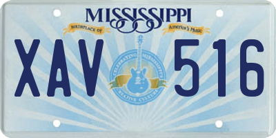 MS license plate XAV516