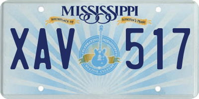 MS license plate XAV517