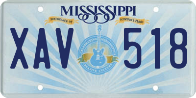 MS license plate XAV518