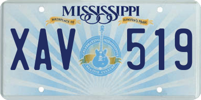 MS license plate XAV519
