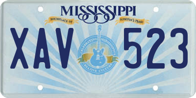 MS license plate XAV523