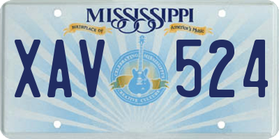 MS license plate XAV524