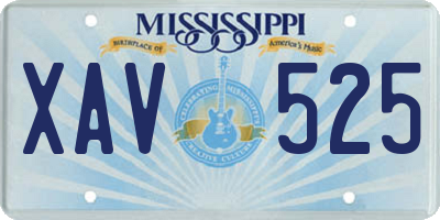 MS license plate XAV525