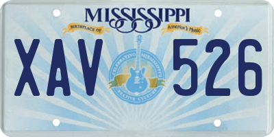 MS license plate XAV526