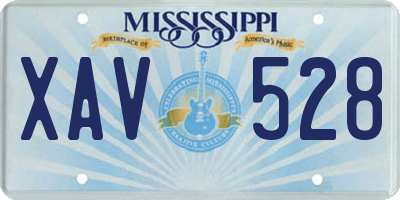 MS license plate XAV528