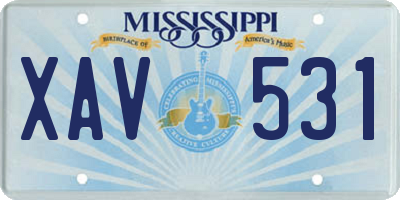 MS license plate XAV531