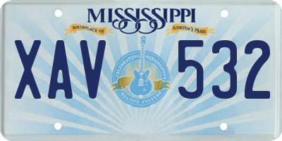 MS license plate XAV532