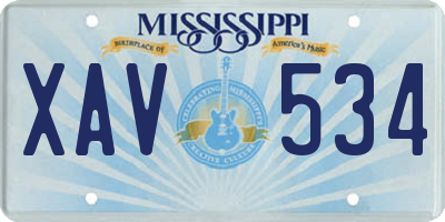 MS license plate XAV534