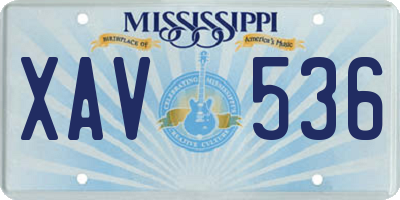MS license plate XAV536