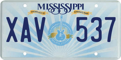 MS license plate XAV537