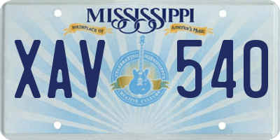 MS license plate XAV540