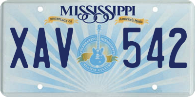MS license plate XAV542