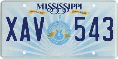MS license plate XAV543