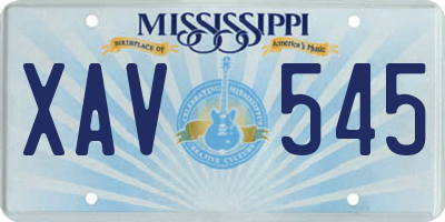 MS license plate XAV545
