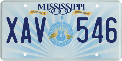 MS license plate XAV546