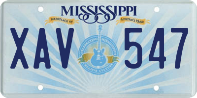 MS license plate XAV547