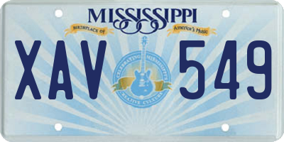 MS license plate XAV549