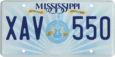 MS license plate XAV550