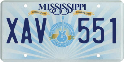 MS license plate XAV551