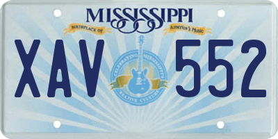 MS license plate XAV552