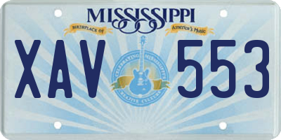 MS license plate XAV553