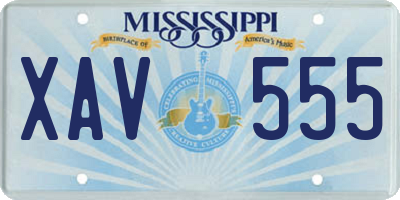 MS license plate XAV555