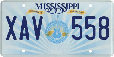 MS license plate XAV558