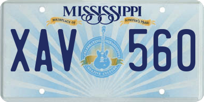 MS license plate XAV560