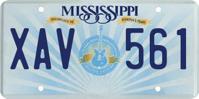 MS license plate XAV561