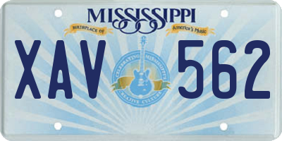 MS license plate XAV562