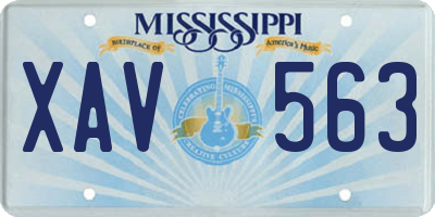 MS license plate XAV563