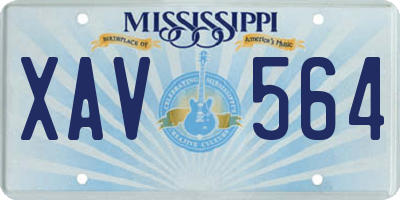 MS license plate XAV564