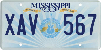 MS license plate XAV567