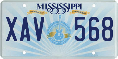 MS license plate XAV568
