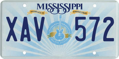 MS license plate XAV572